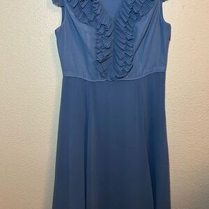 Adrianna Papell Blue Midi Dress with Ruffle Detail